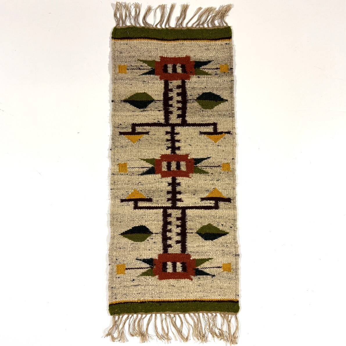 Woolen kelim wall hanging table runner Poland 1970’s