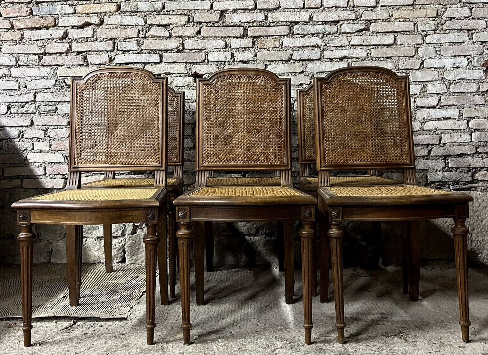 Series of 6 Louis XVI style chairs in walnut circa 1880