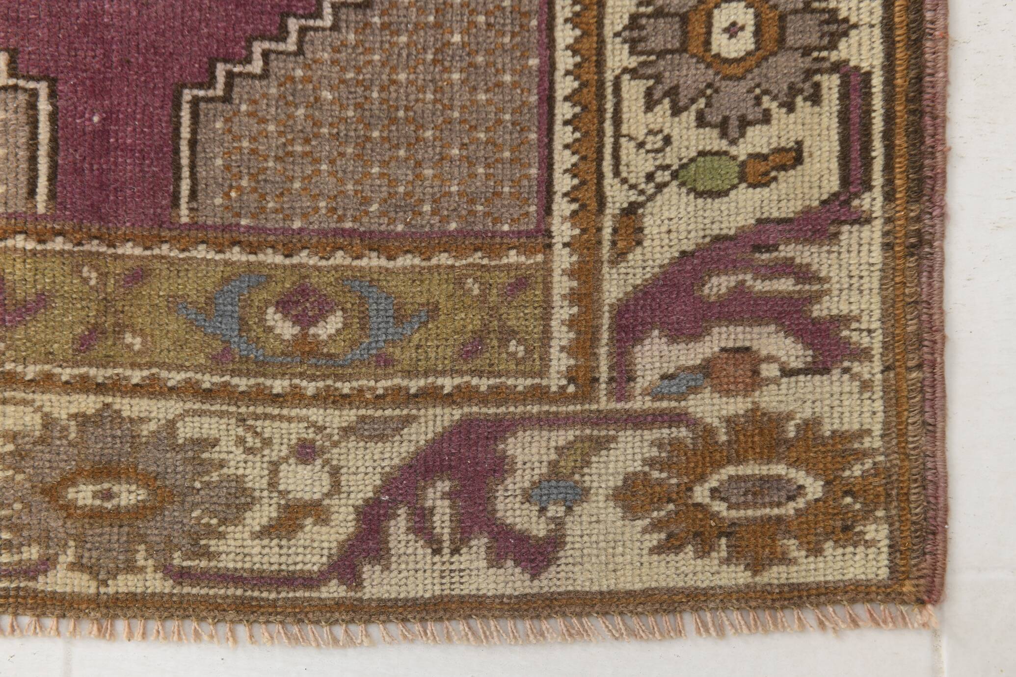 3x11 Plum & Beige Oriental Persian Runner Rug, 78x332Cm