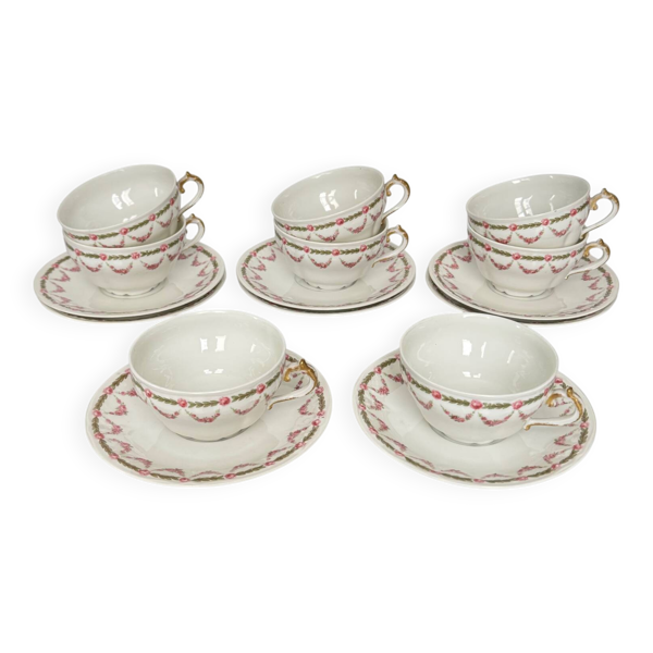 Lot de 6 Tasses à Thé avec Soucoupes   Bernardaud vers 1900