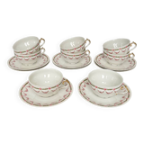 Set of 6 Teacups with Saucers | Bernardaud circa 1900