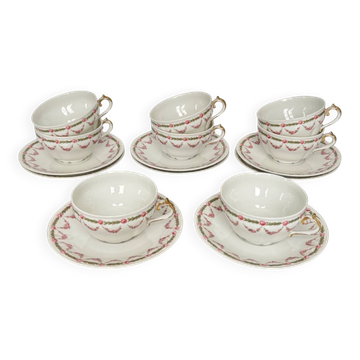 Lot de 6 Tasses à Thé avec Soucoupes | Bernardaud vers 1900