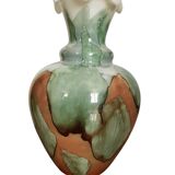 Vintage opaline vase with ruffled neck Stelvia Italy circa 1960