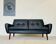 Svend Skipper vintage Danish mid-century 2 person sofa in black leather