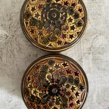 Pair of enamelled terracotta wall lights