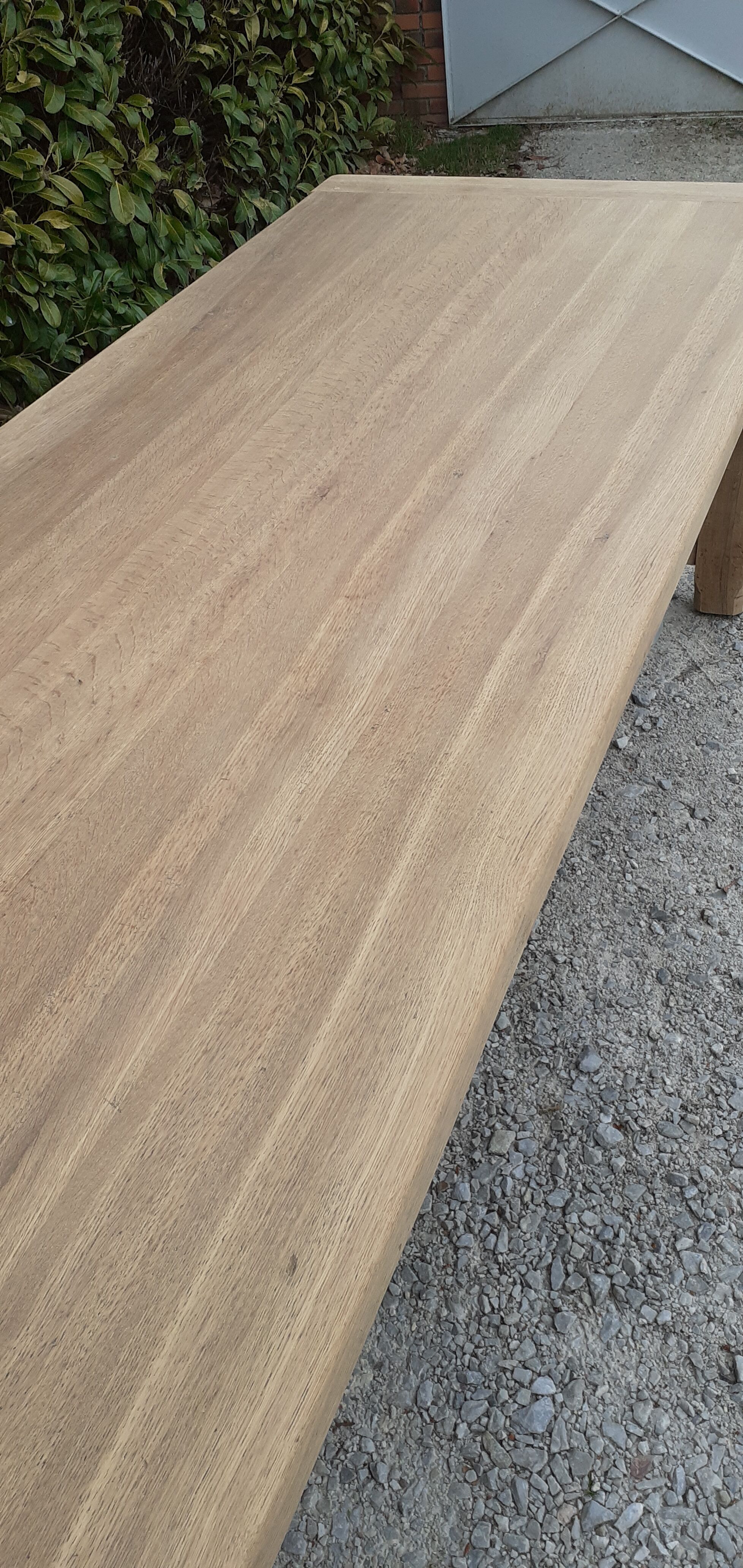 Farm table in solid oak raw wood 2 drawers