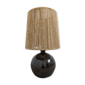 Vintage varnished stoneware lamp and jute rope