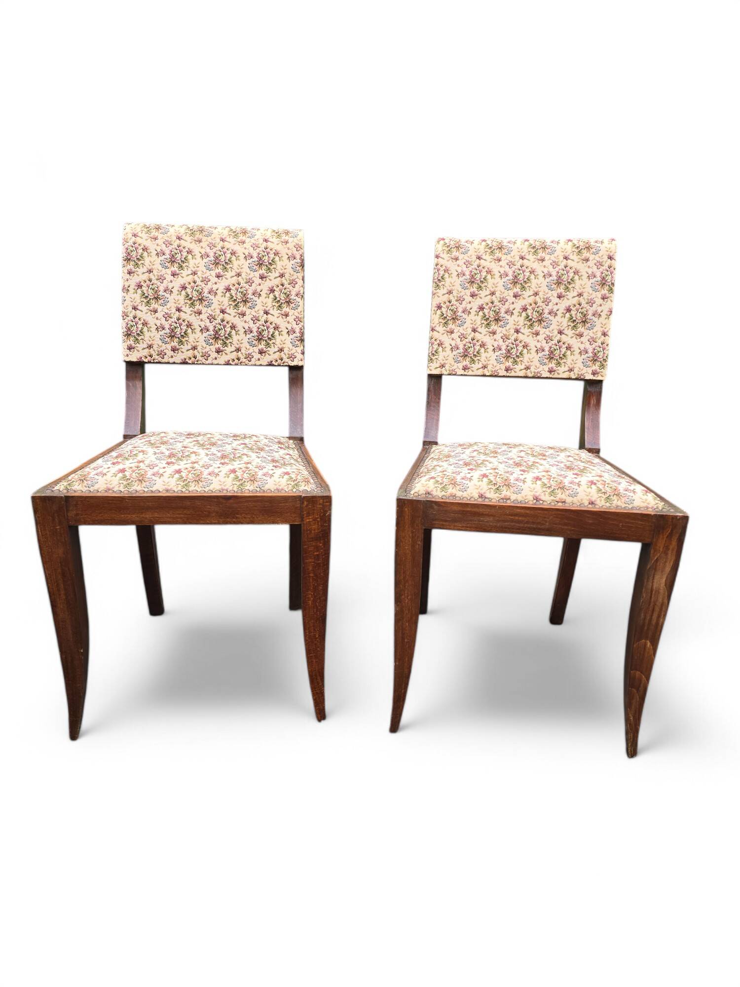 Pair of empire style chairs with floral fabric