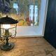 Antique patinated green metal lamp, Art Nouveau style, early 20th century.
