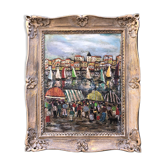 Tableau ancien "Le marché du port"