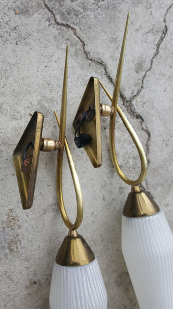 Pair of wall lamps, lunel edition, 1961 paris, vintage 50s, 60s.