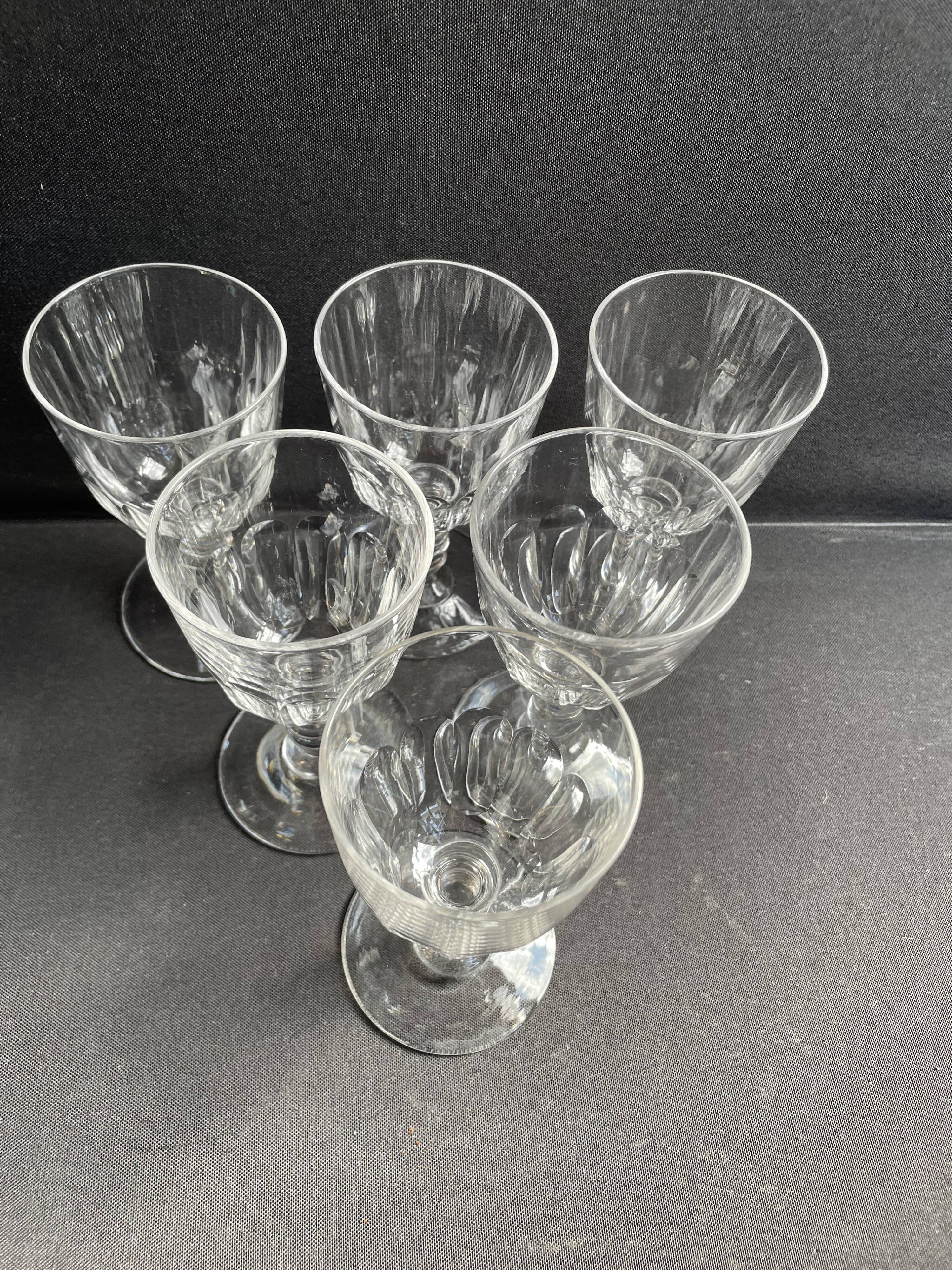 6 Baccarat Clermont 19th century cooked wine glasses