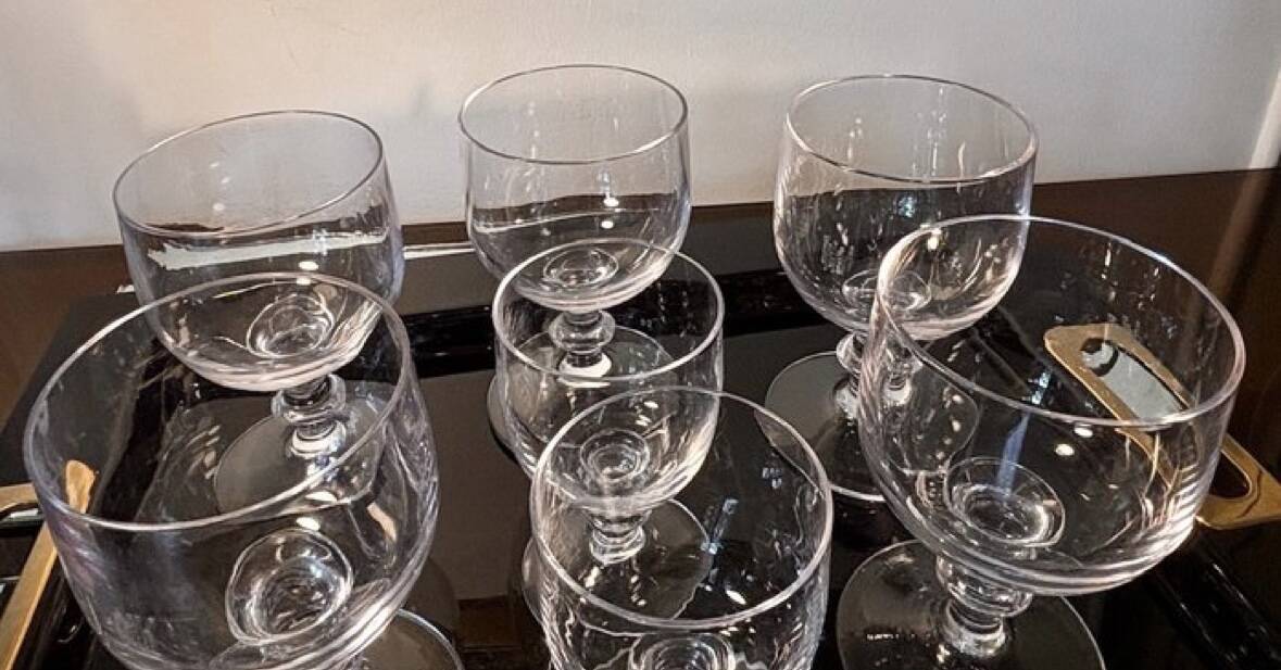 Large crystal beer or dessert glasses, 2 heights