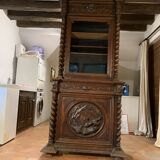 Half buffet-silver cabinet with 2 sections in the neo-Renaissance style, Henri II