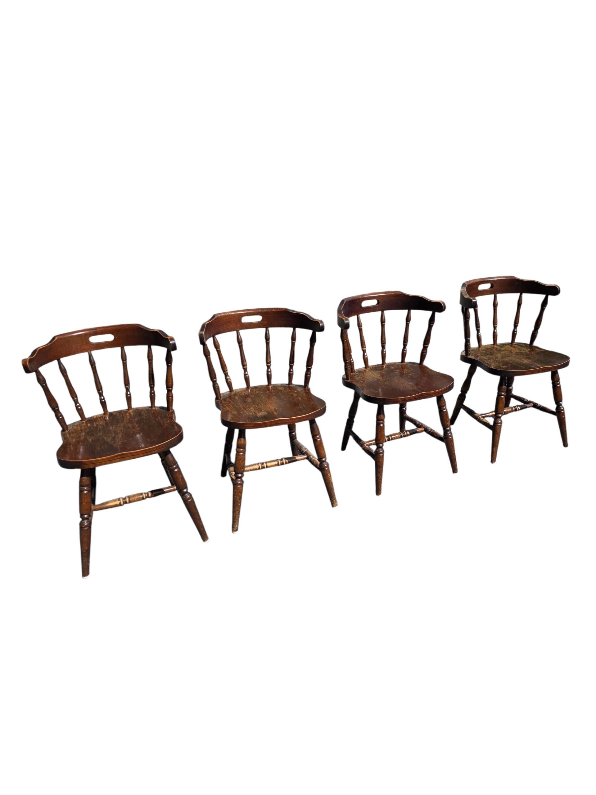 4 fauteuils bistrot style western en hêtre