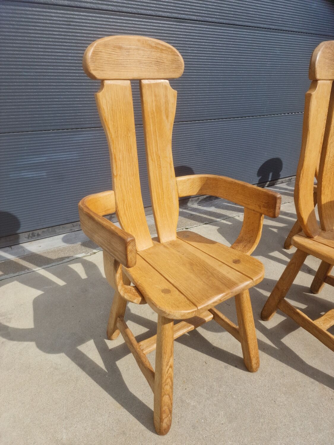 Set of 8 Britalist Oak Chairs from De Puydt, Belgium 1970s