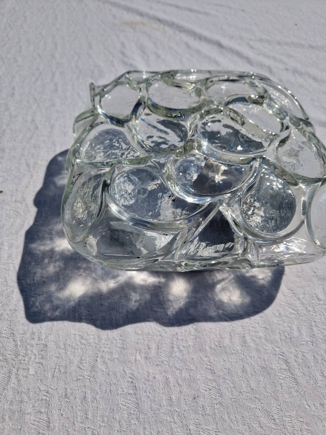 Vintage German Leaf Pattern Glass Sconce or Recessed Light