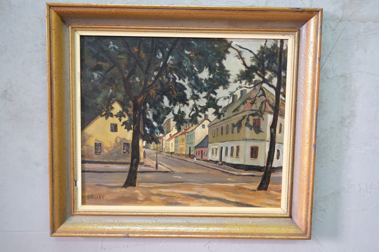 Malte Särlöv, Swedish Modern Landscape, 1950s, Oil on Panel, Framed