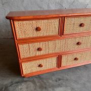 Commode vintage en rotin et bambou Maugrion pour Roche Bobois