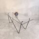 Superb asymmetrical coffee table AIRBORNE 1950s glass and lacquered metal.