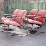 Chrome armchair with Knoll textile, 1980s