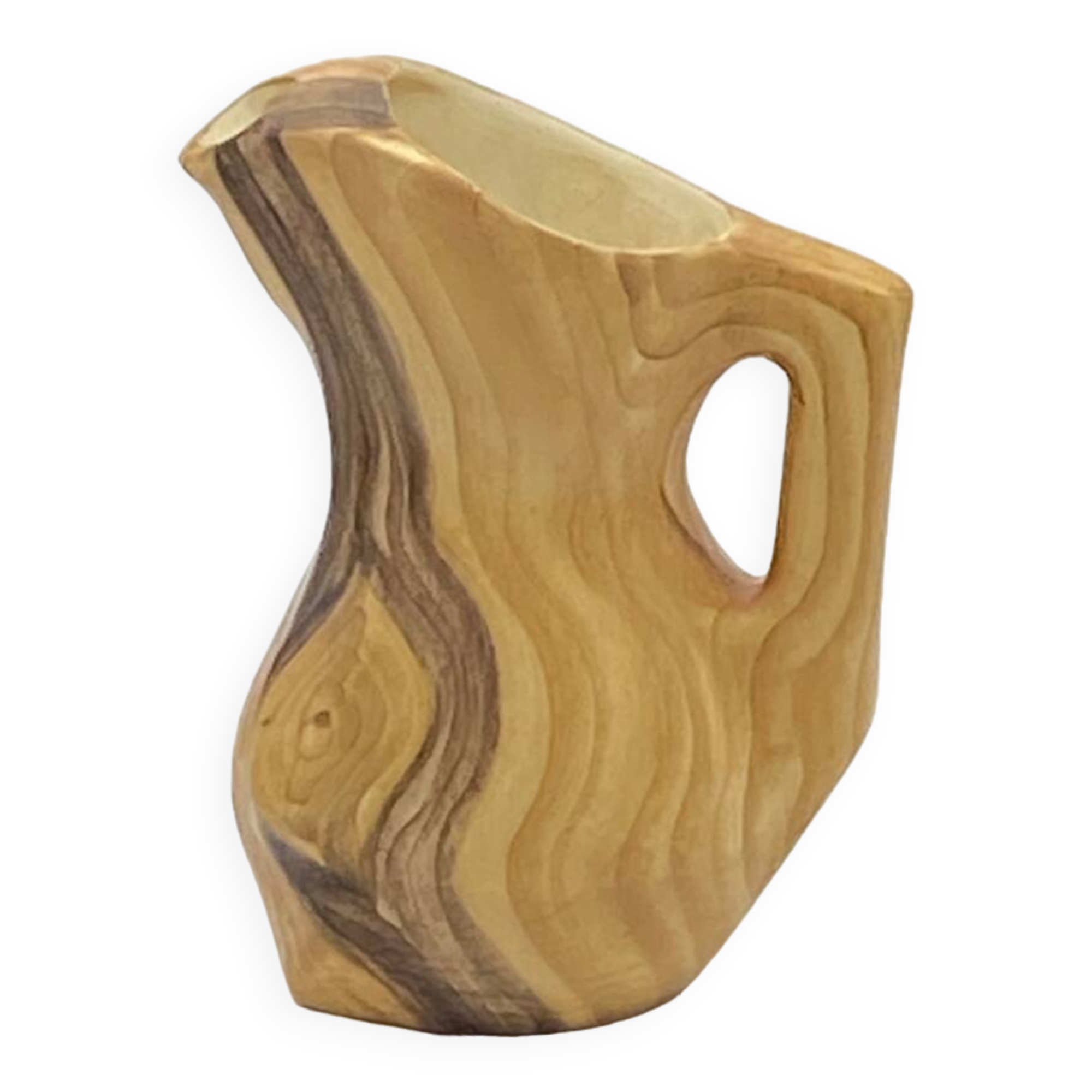 Vintage ceramic pitcher Vallauris Grandjean Jourdan imitation wood