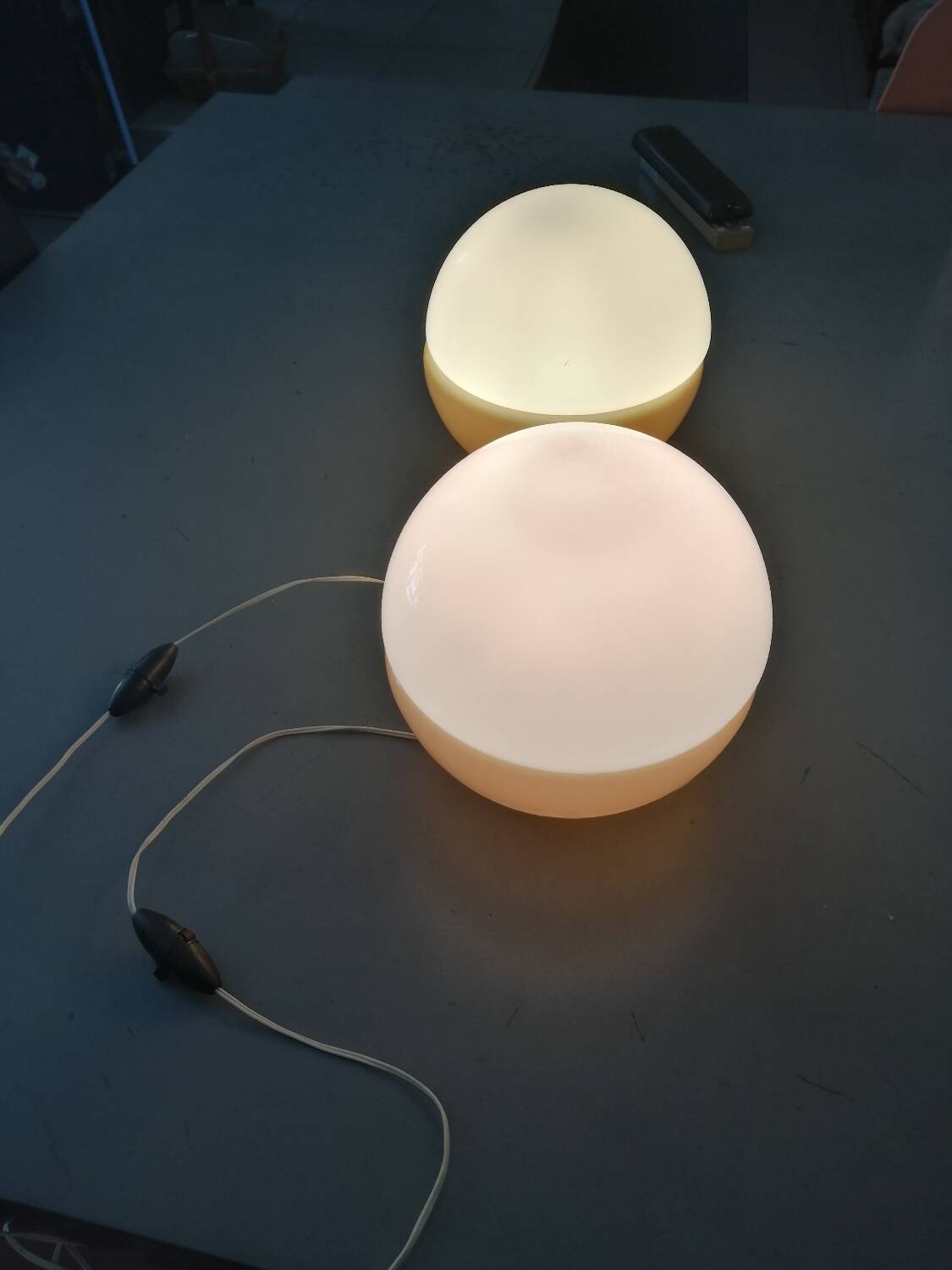 Pair of vintage glass table lamps