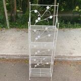 Industrial bookcase folding shelf in white wrought metal