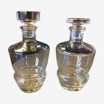 Pair of flat-cut crystal bottles