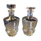 Pair of flat-cut crystal bottles