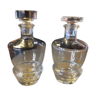 Pair of flat-cut crystal bottles