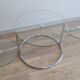 Vintage swivel coffee table with 3 glass and chrome trays – 1980s
