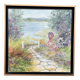 Animated landscape painting oil on canvas signed
