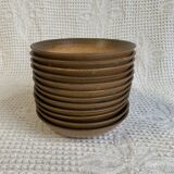 6 assiettes creuses en grès émaillé marron Longchamp, années 1970