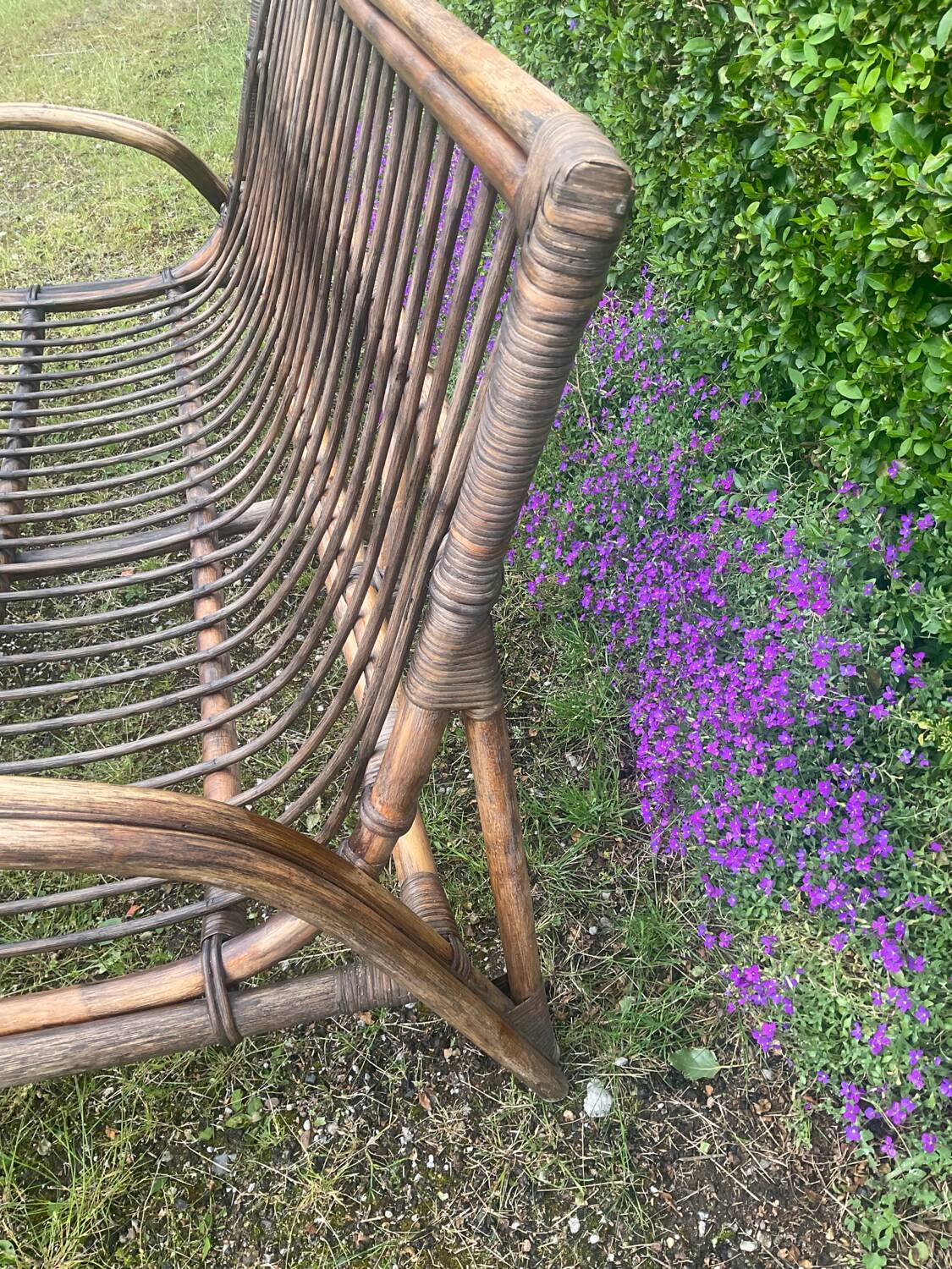 Vintage rattan bench from the 60s