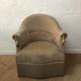 Beige velvet toad armchair