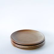 Set of 4 large flat plates in stoneware, Brenne stoneware, 1970.
