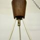 Mid-century design pendant lamp teak and opaline glass , 1970s