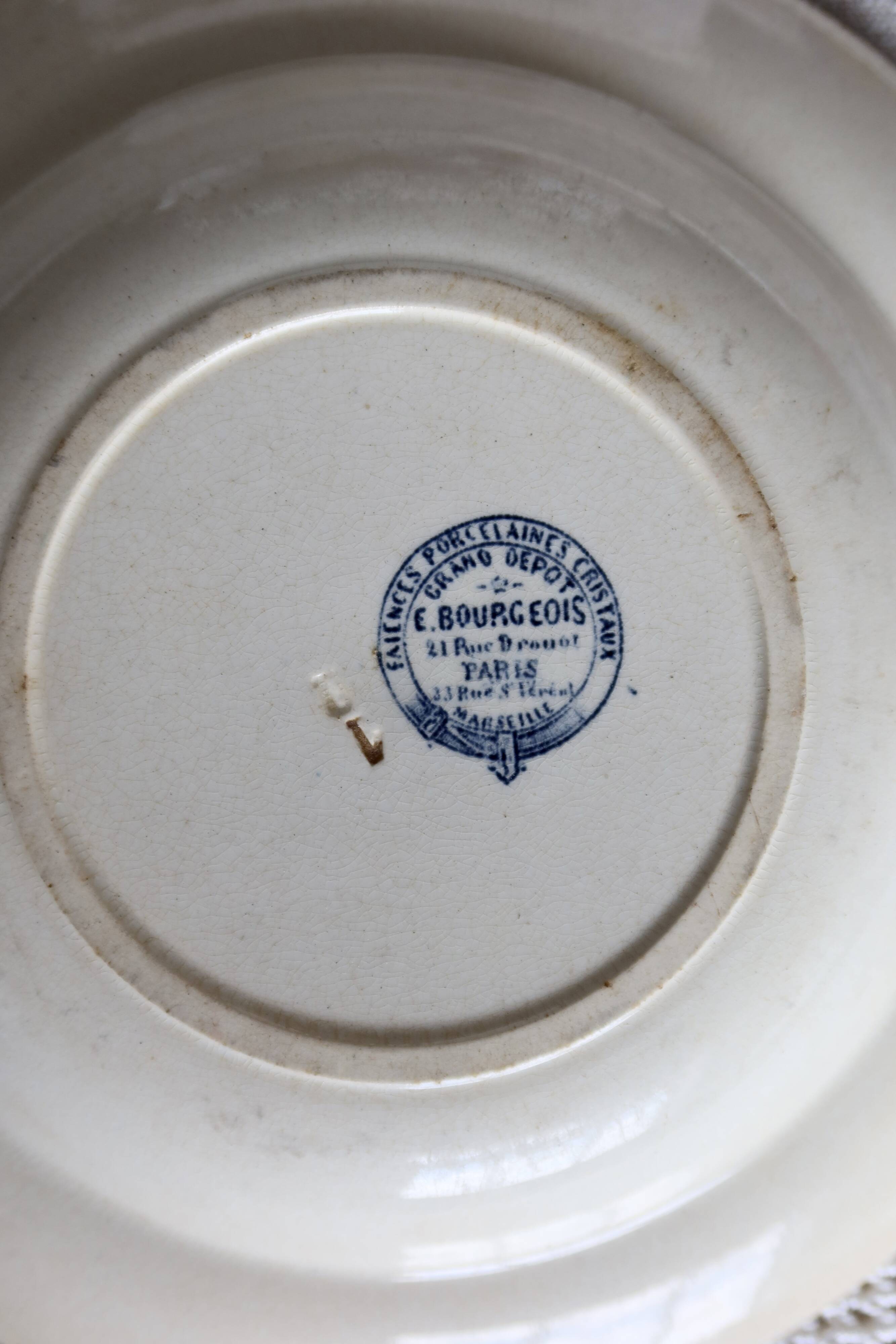 Old ironstone soup plate – Grand Dépôt Émile Bourgeois