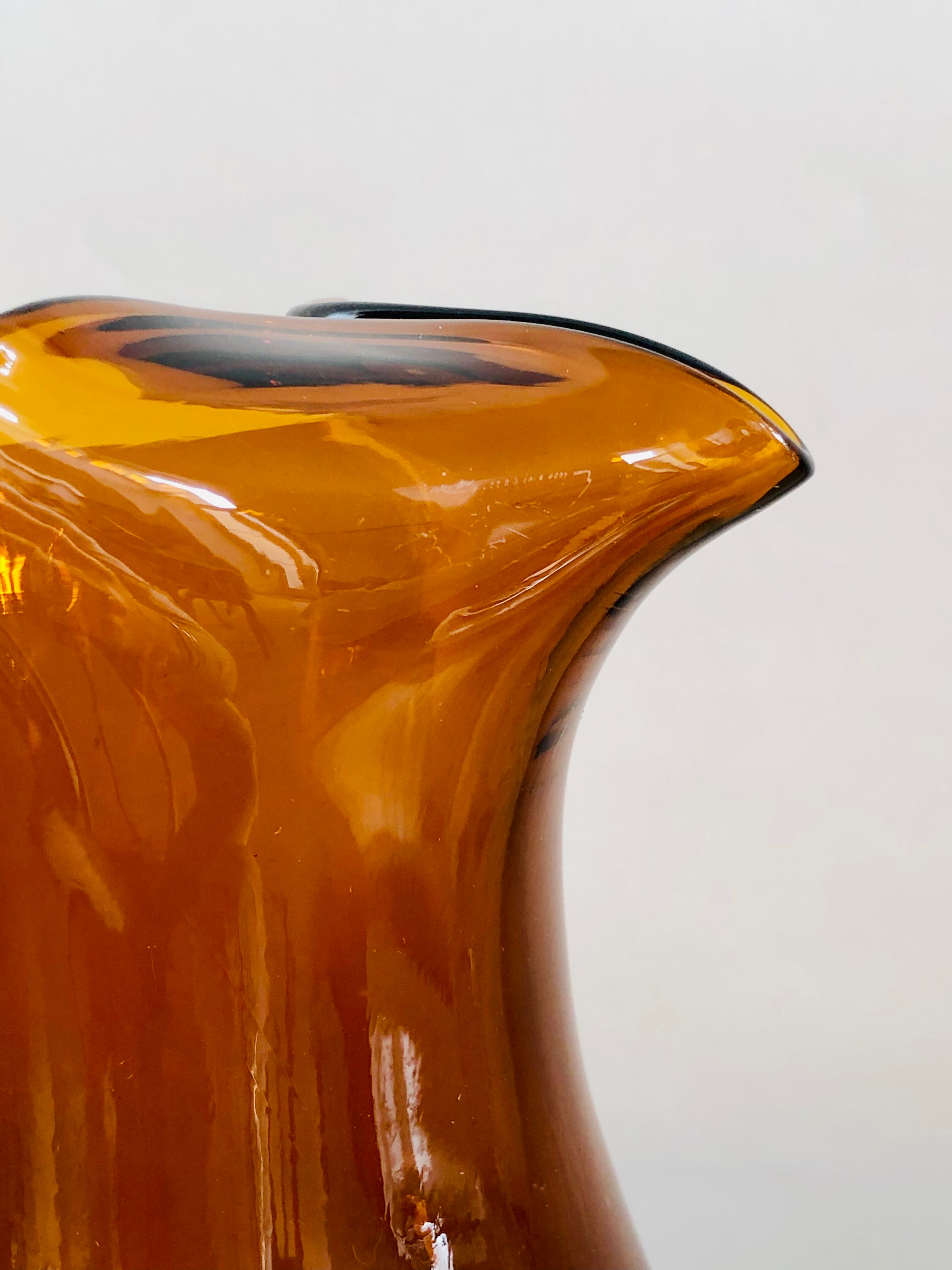 Vintage amber blown glass decanter