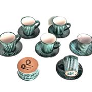 Tasses à café avec soucoupes et sucrier Robert Picault Vallauris 1950/60