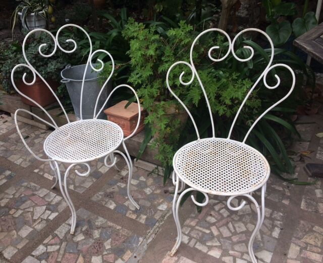 2 armchairs & 2 chairs, wrought iron1950