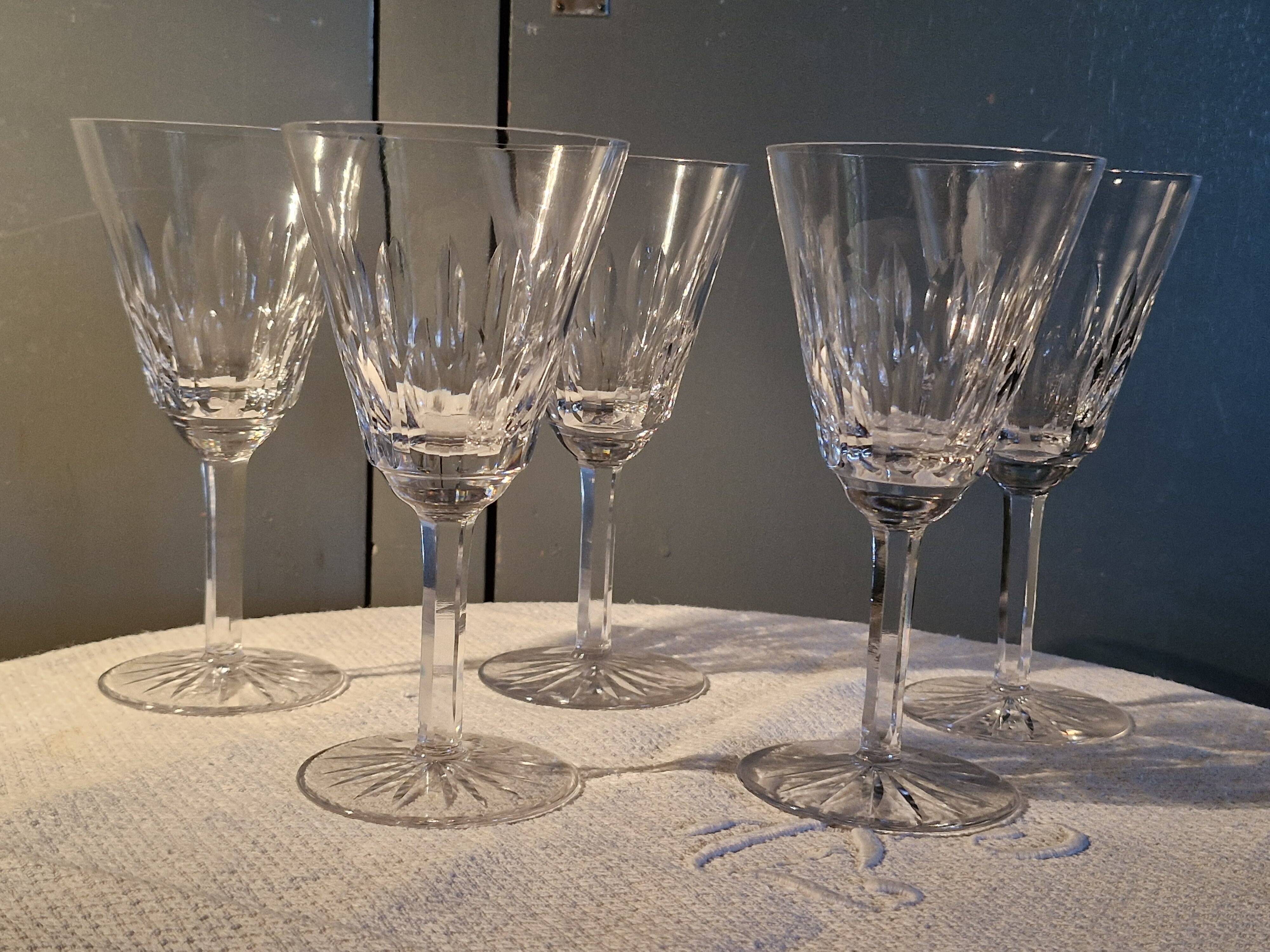 5 antique large glasses for wine/water, cut crystal