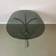 Vintage coffee table from the 70s in smoked glass and chrome, oval, Space Age style.