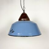 Industrial Blue Enamel and Cast Iron Pendant Light, 1960s