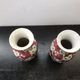 Pair of vase ancient chinese ceramics white - red decor vintage flowers