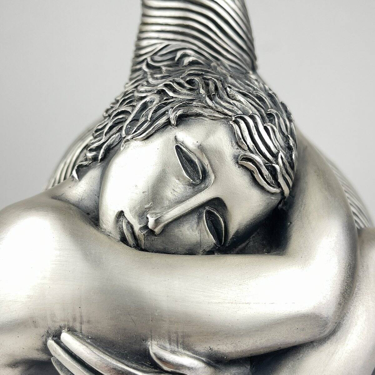 Vintage silver table lamp man and woman by Ottaviani, Italy, 1970s.