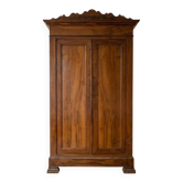 Antique solid walnut wardrobe with two doors.