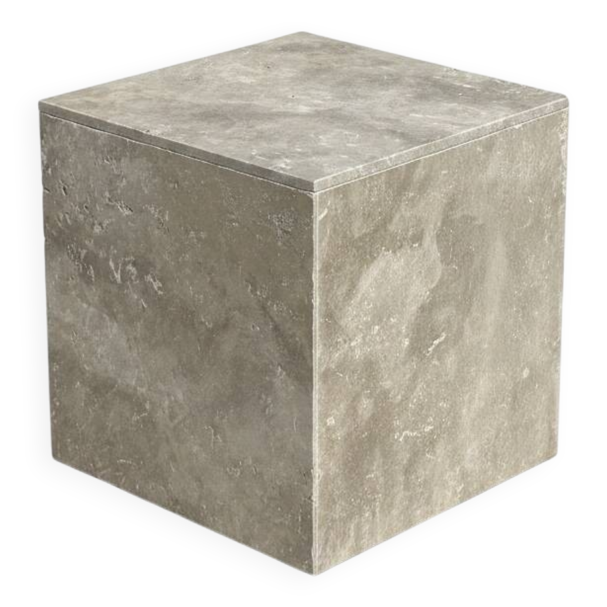 Side table, "cube" end table in travertine.