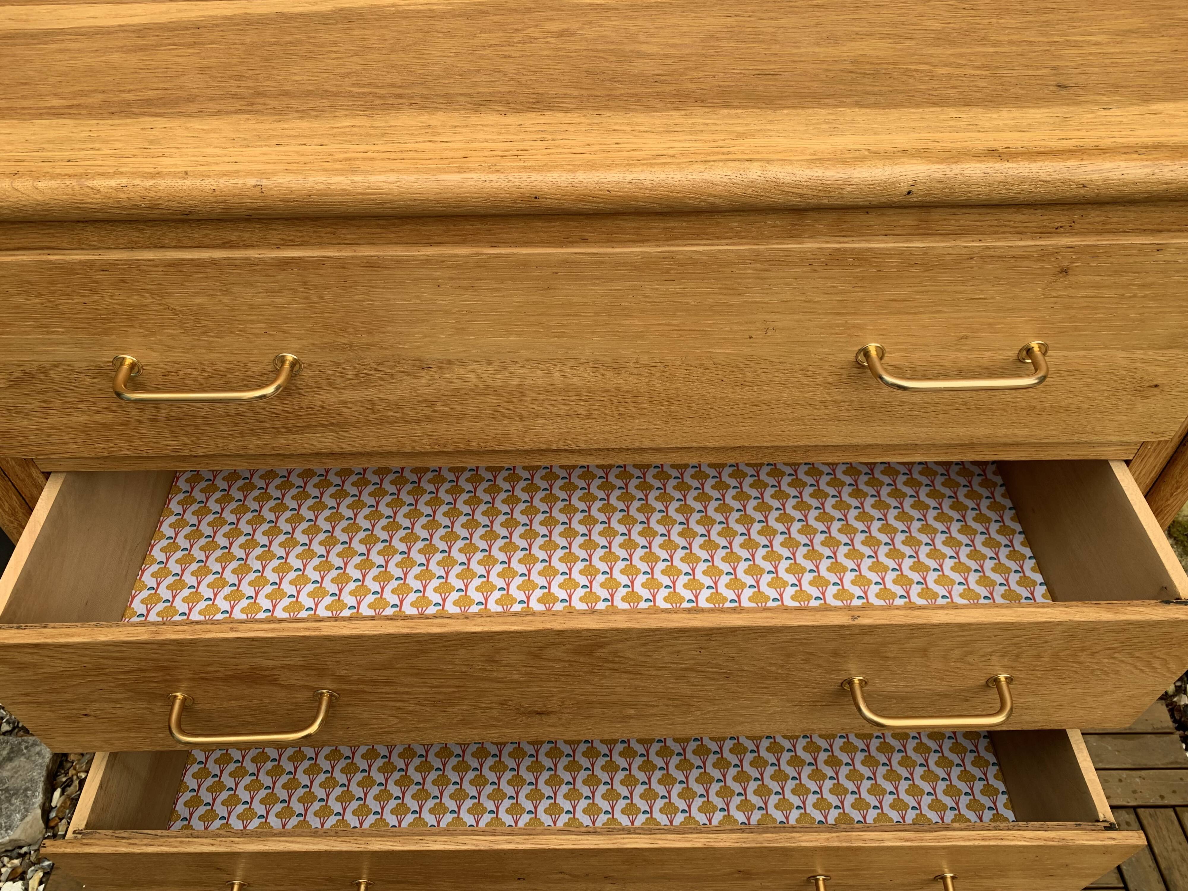Commode pieds compas et chêne brut massif  1960